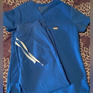 Figs Royal blue scrub set